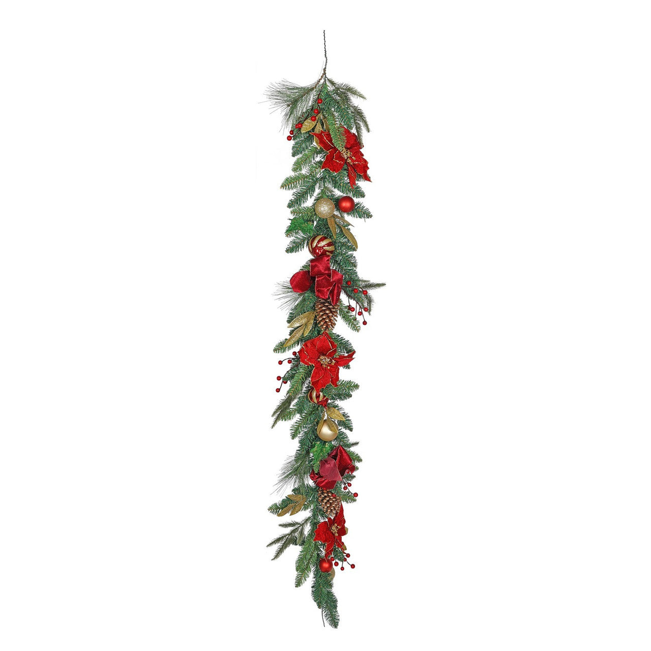 Poinsettia Garland with Baubles