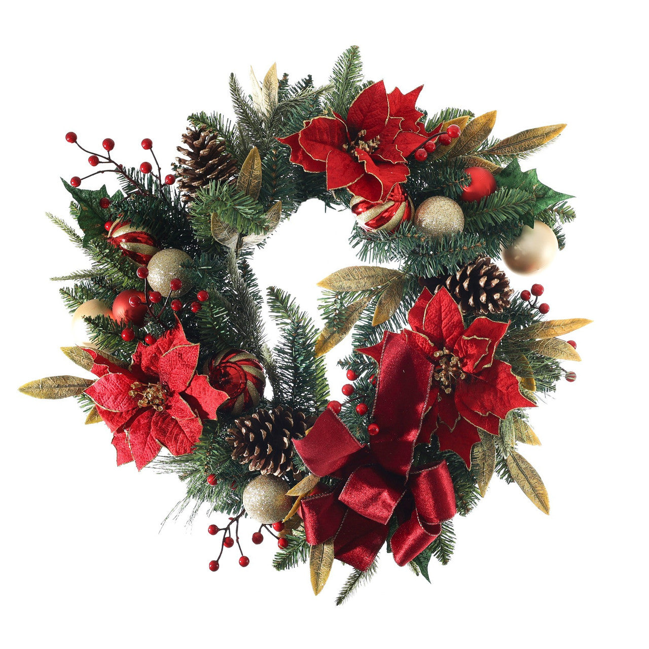 Poinsettia Wreath with Baubles