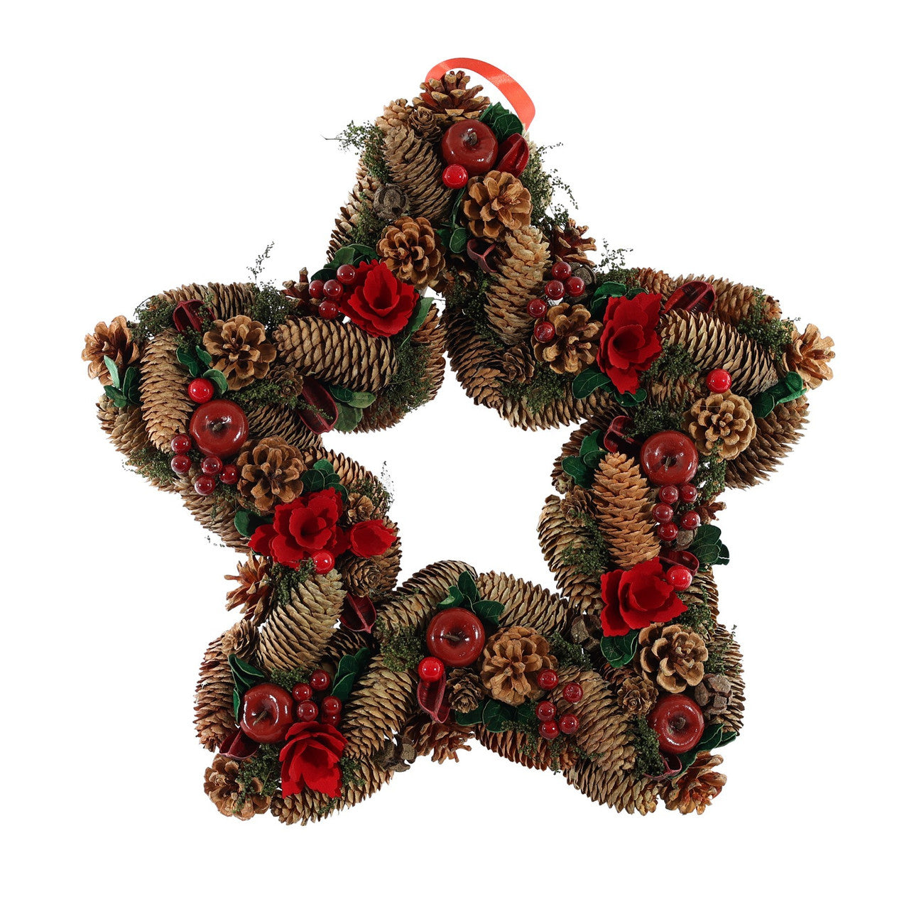 Star Wreath with Red Flowers & Apples