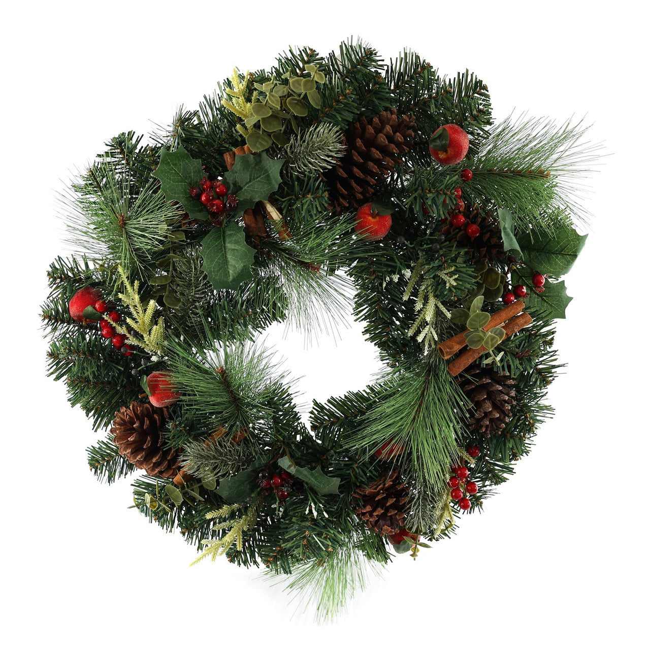 Wreath with Mixed Foliage, Cones & Berries