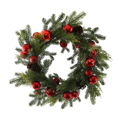 Red Bauble and Pine Wreath