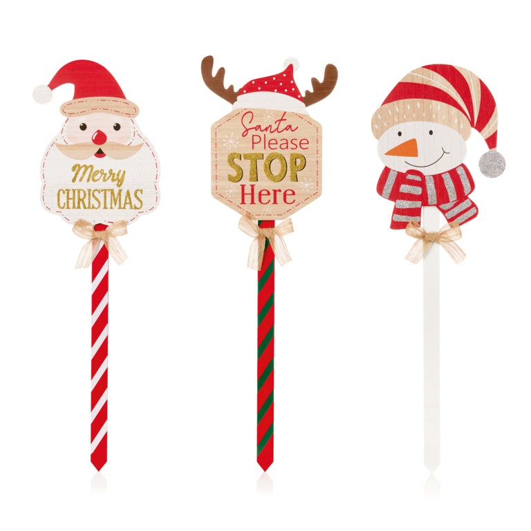 Christmas Character Bow Garden Stake