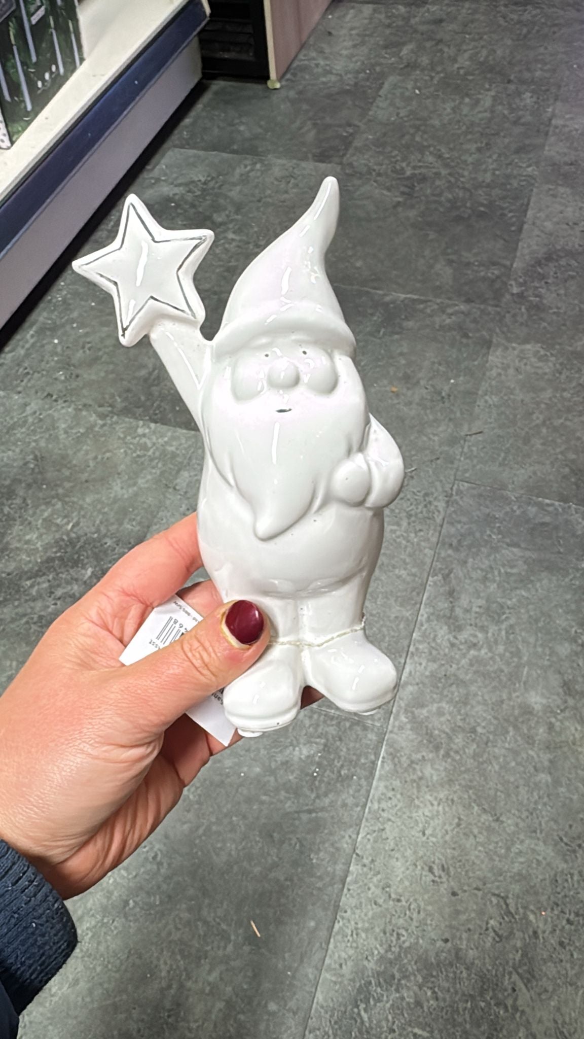 White Porcelain Santa with Star