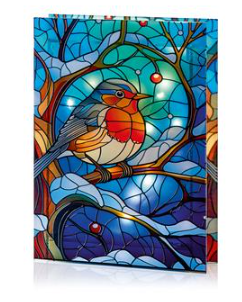 Lit Stained Glass Robin