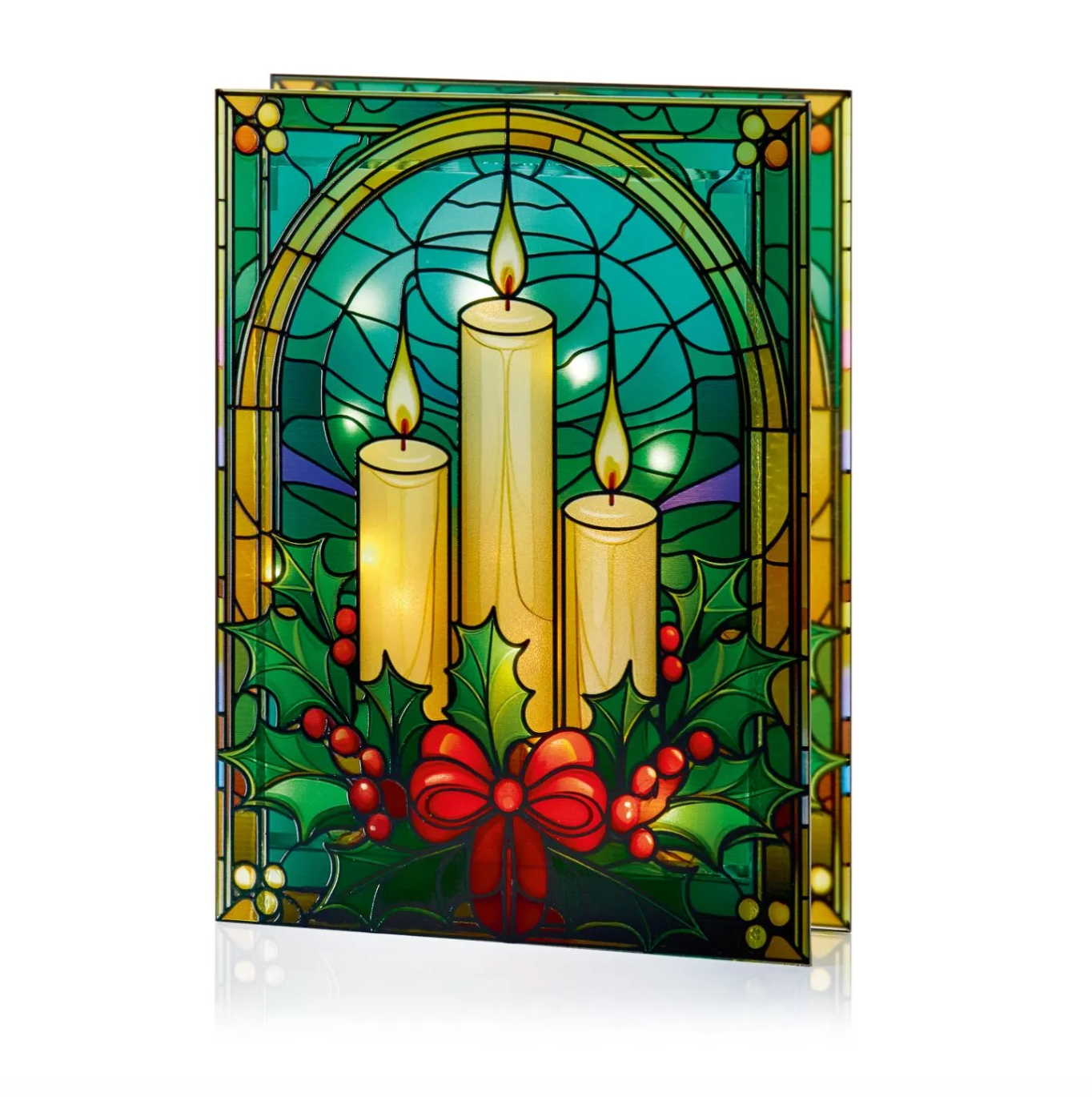 Lit Stained Glass Candle