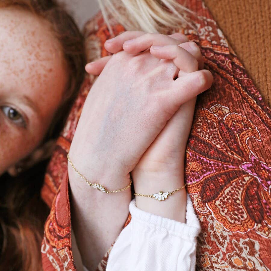 Mother & Child Set of 2 Flower Bracelets in Gold