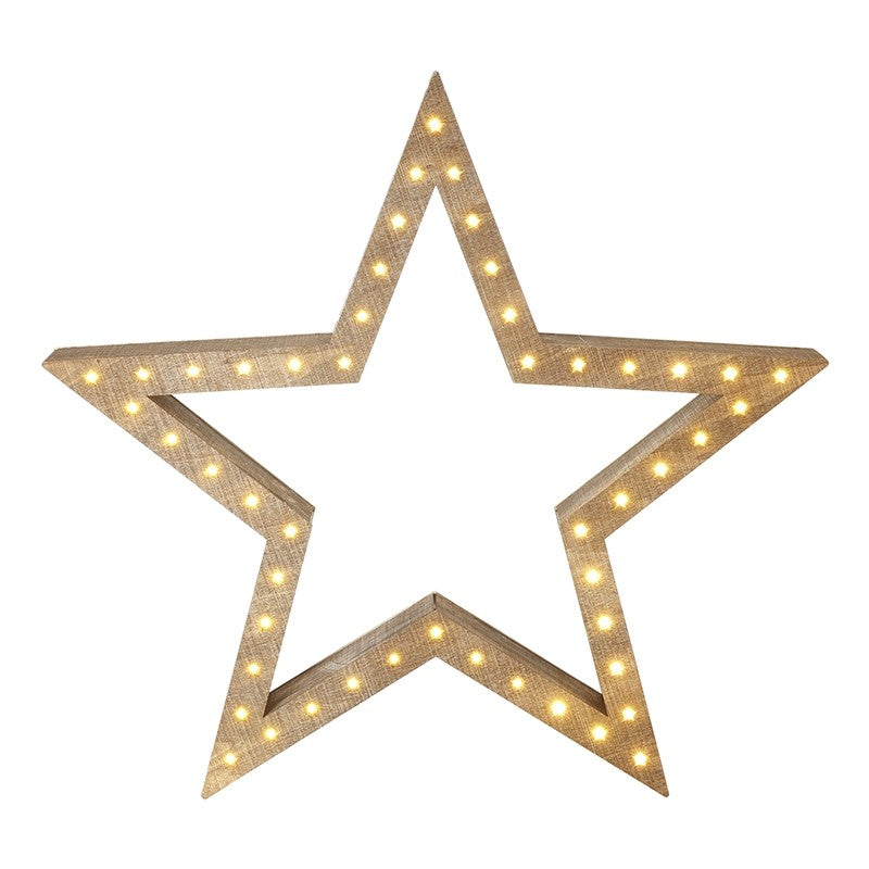 Small Light Wooden Led Star