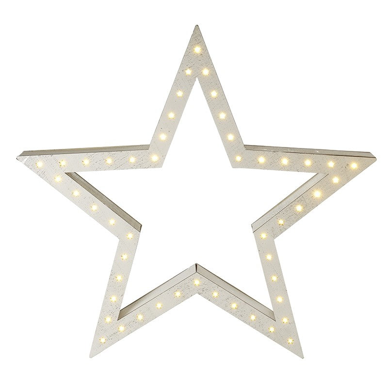 Small White Wooden Led Star