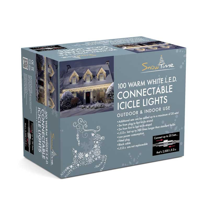 Warm White Icicle Connectable Lights - 100 LED