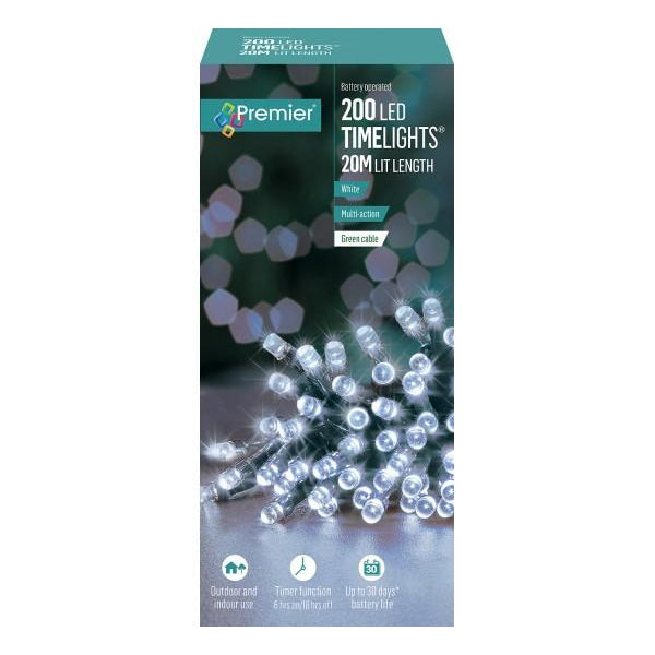 White Battery LED Multi Function String Lights