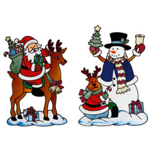 2 Assorted Santa Snowman Window Cling