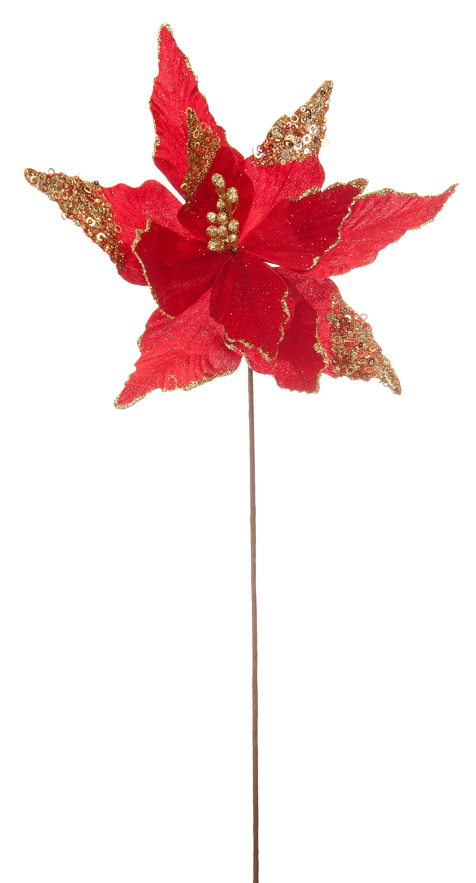 60cm Red Poinsettia with Glitter