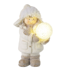 Small Boy Holding Light Up Snowball