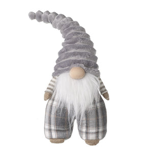 Gonk In Grey Fur Hat With Check Trousers