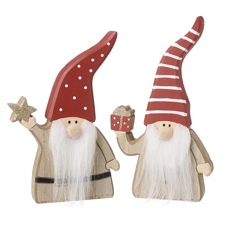 Wood Santa Gnomes With Red Hats
