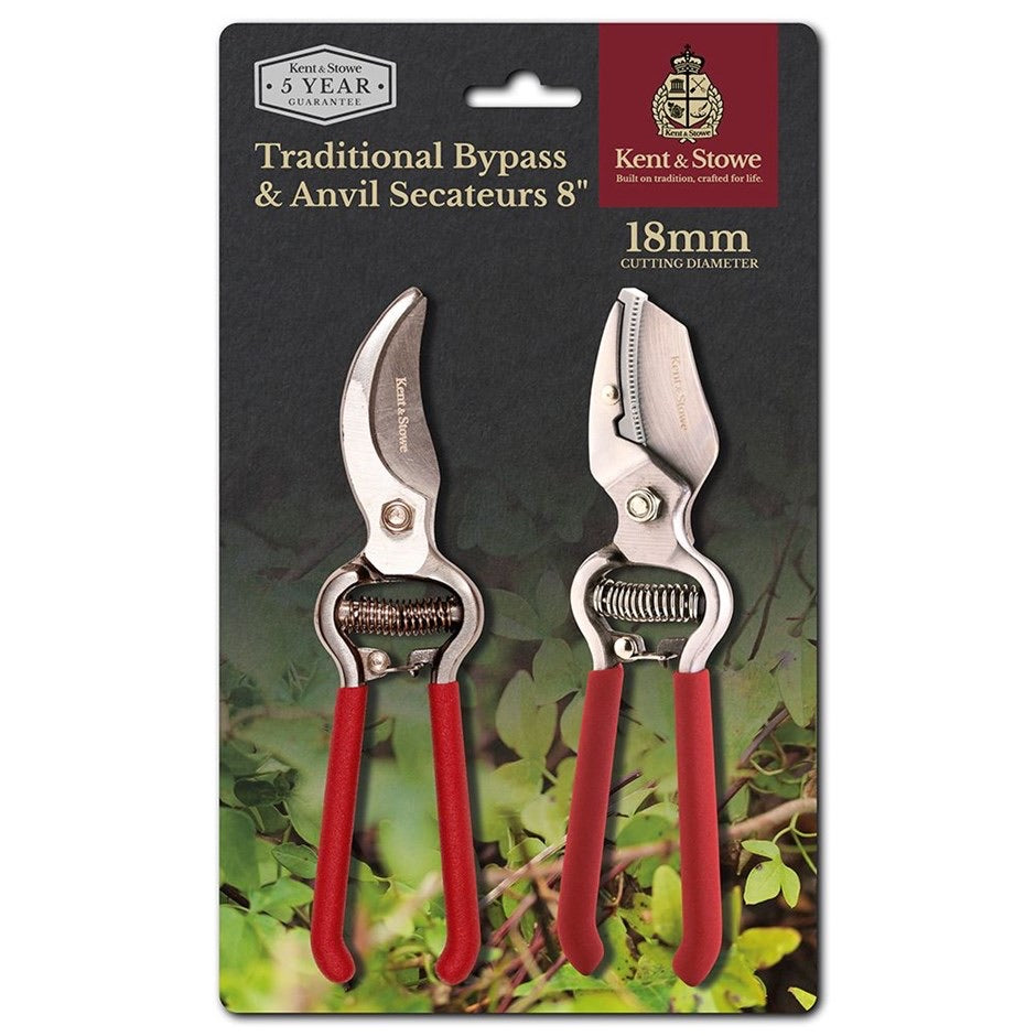 Kent and Stowe Bypass and Anvil Secateurs (Twin Pack)