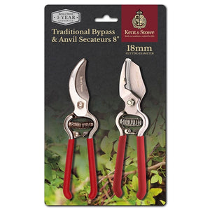 Kent and Stowe Bypass and Anvil Secateurs (Twin Pack)