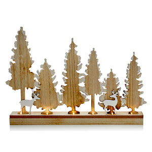 Wooden Deer and Trees LED