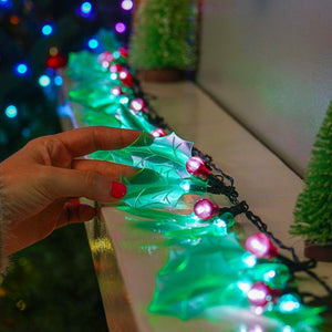 3.8m LED Holly Indoor Garland Wire Lights