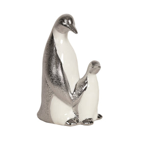 Silver and White Penguin and Chick